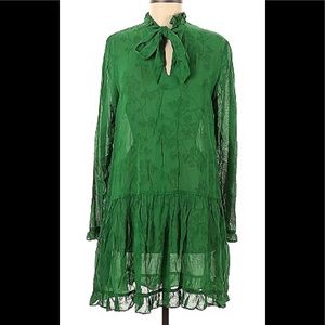 Beautiful Green Print Ruffle Dress